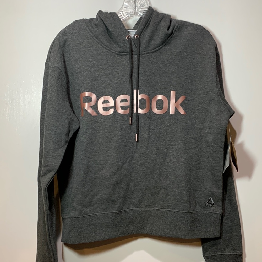 Reebok Glimmer Popover Crop Hoodie in Charcoal Heather